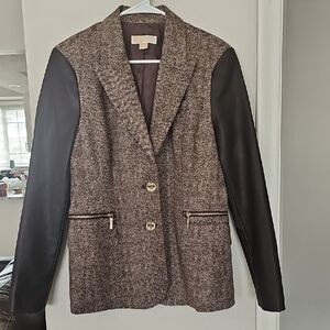 Michael Kors Herringbone Blazer with Black Sleeves